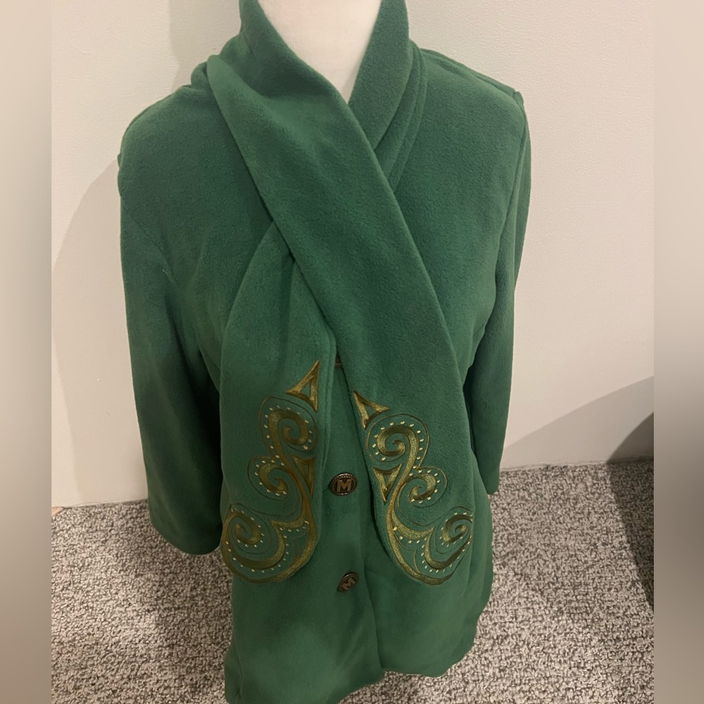 Vintage Bob Mackie XS Green Jacket with attached scarf - Picture 4 of 8